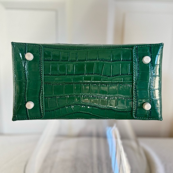 NWT Brandon Blackwood Medium Kuei – Emerald Croc Embossed – Box + Dust Bag - Picture 7 of 12